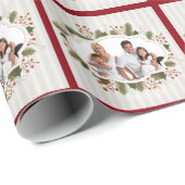 クリスマスホリデーリースカスタム写真 ラッピングペーパー (ロールコーナー)