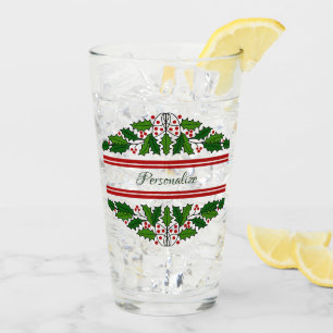クリスマスホリデーリースクリスマスホリーパーソナライズされた タンブラーグラス