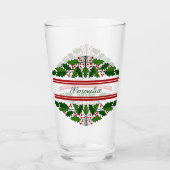 クリスマスホリデーリースクリスマスホリーパーソナライズされた タンブラーグラス (正面)