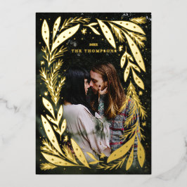 クリスマスホリデーリースフレームデザイン 箔シーズンカード