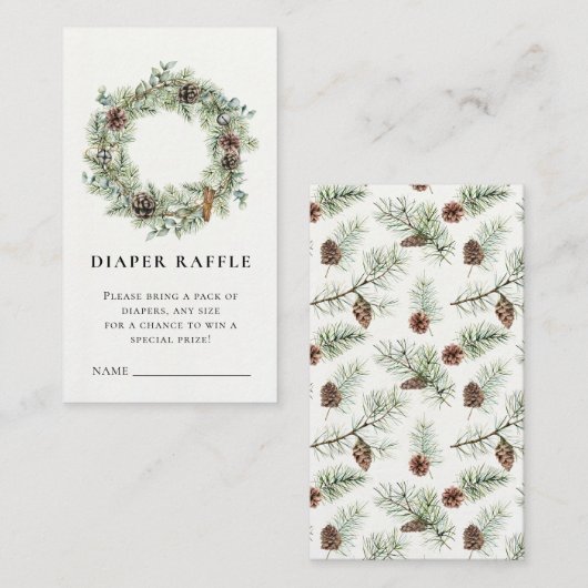 クリスマスホリデーリースベビーシャワー エンクロージャーカード (正面/裏面)