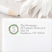 クリスマスホリデーリースモノグラムファミリーカード ラベル (インサイチュ)