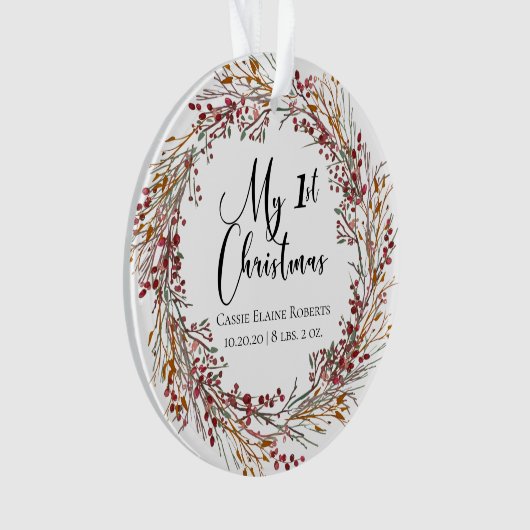 クリスマスホリデーリース初めてのクリスマス写真 オーナメント (正面)
