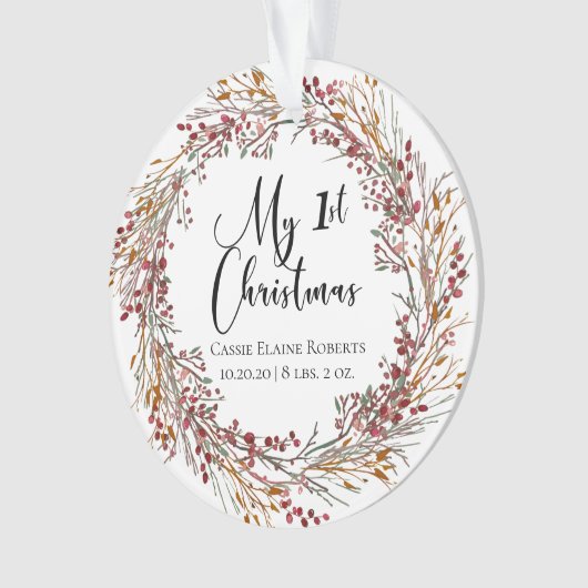 クリスマスホリデーリース初めてのクリスマス写真 オーナメント (正面)