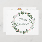 クリスマスホリデーリース挨拶葉書 案内ポストカード (正面/裏面)