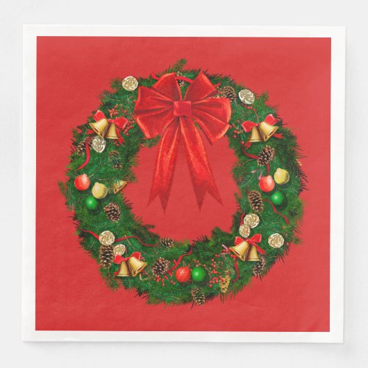 クリスマスホリデーリース紙ナプキンス (正面)