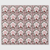 クリスマスホリデーリース（鳥）ショウジョウコウカンチョウレッドベリー ラッピングペーパー (フラット)