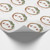 クリスマスホリデーリースJOYフローラスクリプト ラッピングペーパー (角)