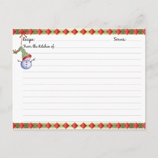 クリスマスホリデーレシピカード ポストカード (正面)