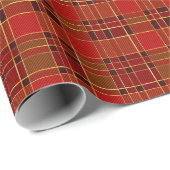 クリスマスホリデーレッドと金ゴールドプレイド ラッピングペーパー (ロールコーナー)