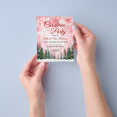 クリスマスホリデーレッドウィンターワンダーランド招待状 チラシ (手)