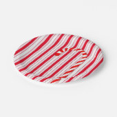 クリスマスホリデーレッドキャンディストライプーのパターン ペーパープレート (アングル)