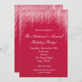 クリスマスホリデーレッドグリッターエレガント招待状 招待状 (正面/裏面)