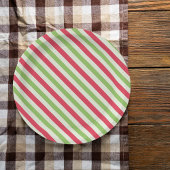クリスマスホリデーレッドグリーンカラフルストライプの ペーパープレート