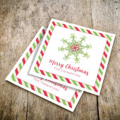 クリスマスホリデーレッドグリーンスノーフレカラフルーク スタンダードカクテルナプキン