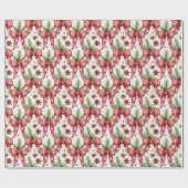 クリスマスホリデーレッドジンガムチェック弓 ラッピングペーパー (フラット)