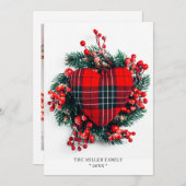 クリスマスホリデーレッドタータンチェックハート写真 (正面/裏面)