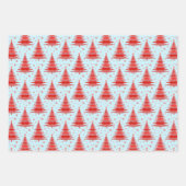 クリスマスホリデーレッドツリーズパターンギフト ラッピングペーパーシート (正面2)