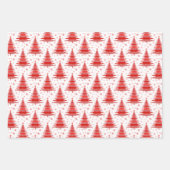 クリスマスホリデーレッドツリーズパターンギフト ラッピングペーパーシート (正面)