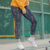 クリスマスホリデーレッドホワイトフェスティバルキャンディーキャン カプリレギンス