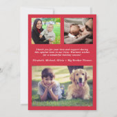 クリスマスホリデーレッドボウ写真誕生のお知らせ シーズンカード (裏面)