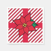 クリスマスホリデーレッドポインセチアパーティーナプキンス スタンダードカクテルナプキン (正面)