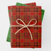 クリスマスホリデーレッド、グリーンと金ゴールド ラッピングペーパーシート (インサイチュ)