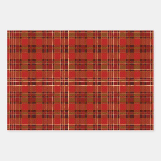 クリスマスホリデーレッド、グリーンと金ゴールド ラッピングペーパーシート (正面)