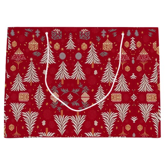 クリスマスホリデーレッド&ホワイトラージ抱き枕 ラージペーパーバッグ (正面)