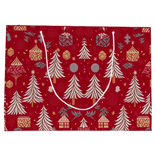 クリスマスホリデーレッド&ホワイトラージ抱き枕 ラージペーパーバッグ (裏面)