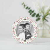 クリスマスホリデーワンフォトボタニカルパインコーン 招待状 (スタンド正面)