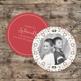 クリスマスホリデーワンフォトボタニカルパインコーン 招待状