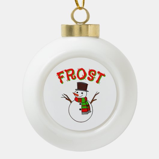クリスマスホリデーワード「FROST」季節のクリスマス セラミックボールオーナメント (正面)