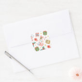 クリスマスホリデーヴィンテージウォーターカラーモノグラム スクエアシール (封筒)