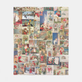 クリスマスホリデーヴィンテージサンタハガキ フリースブランケット (正面)