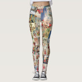 クリスマスホリデーヴィンテージサンタハガキ レギンス (正面)