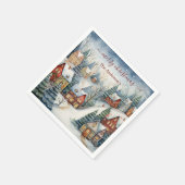 クリスマスホリデーヴィンテージハウススノーパーティー スタンダードカクテルナプキン (角)