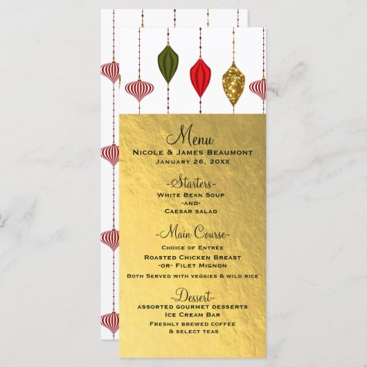 クリスマスホリデーヴィンテージモダンオーナメントメニュー メニュー (正面/裏面)