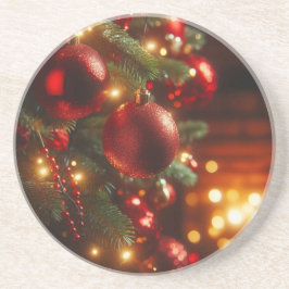 クリスマスホリデーヴィンテージレッドオーナメント コースター