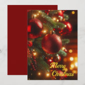 クリスマスホリデーヴィンテージレッドオーナメント シーズンカード (正面/裏面)