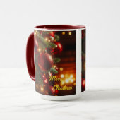 クリスマスホリデーヴィンテージレッドオーナメント マグカップ (正面左)