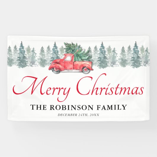 クリスマスホリデーヴィンテージレッドトラック 横断幕 (横)