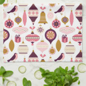 クリスマスホリデーヴィンテージレトロデコレーションボーブル キッチンタオル (折り畳み)