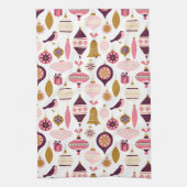 クリスマスホリデーヴィンテージレトロデコレーションボーブル キッチンタオル (縦)