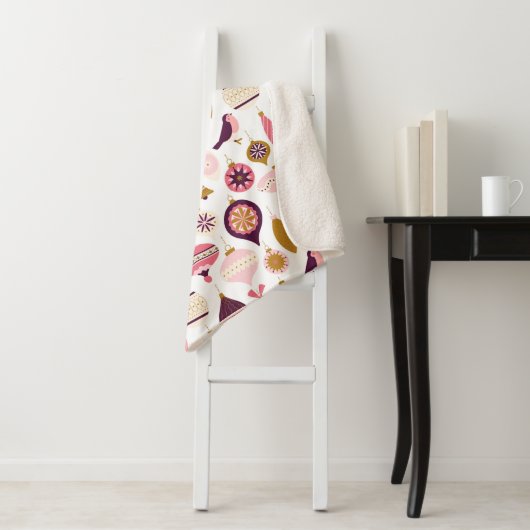 クリスマスホリデーヴィンテージレトロデコレーションボーブル シェルパブランケット (インサイチュ)