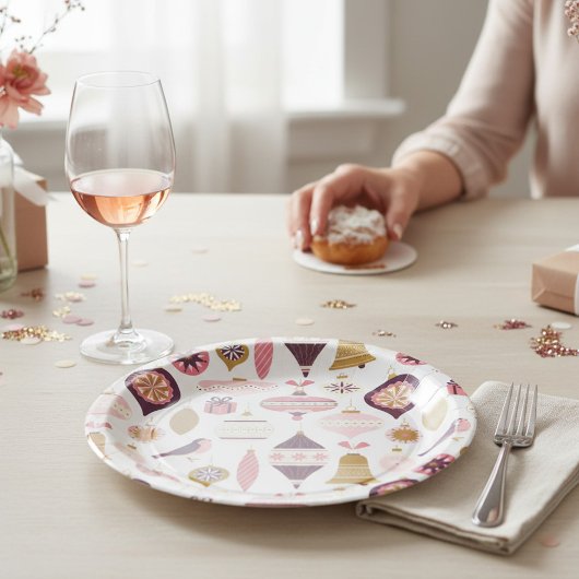 クリスマスホリデーヴィンテージレトロデコレーションボーブル ペーパープレート