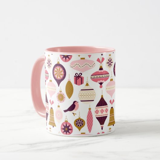 クリスマスホリデーヴィンテージレトロデコレーションボーブル マグカップ (正面左)
