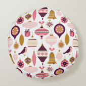 クリスマスホリデーヴィンテージレトロデコレーションボーブル ラウンドクッション (裏面)