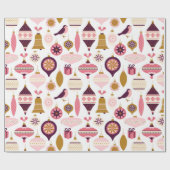 クリスマスホリデーヴィンテージレトロデコレーションボーブル ラッピングペーパー (フラット)