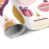 クリスマスホリデーヴィンテージレトロデコレーションボーブル ラッピングペーパー (ロールコーナー)